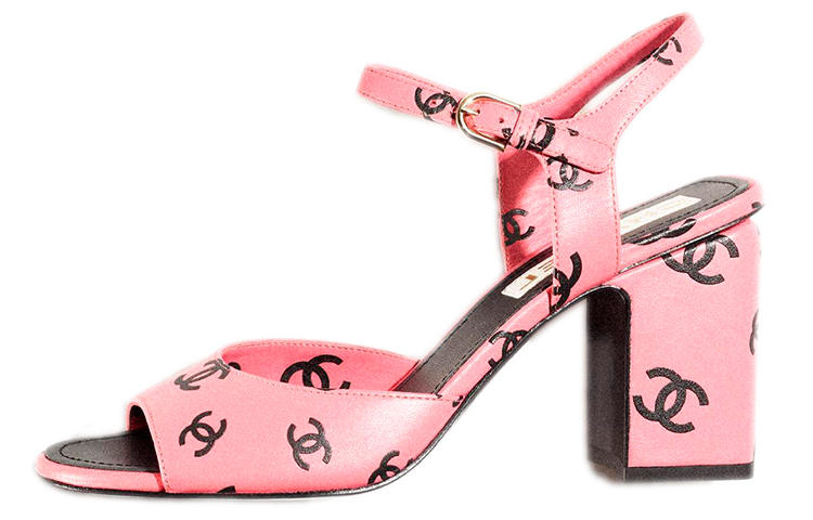 (W) Chanel Sandals 'Pink Black Print'