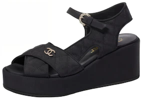 (Women) Chanel Satin Black 'Logo Fashion Sandals' G39918-X05912-94305 (Women) Chanel Satin Black 'Logo Fashion Sandals' G39918-X05912-94305
