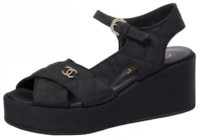 (Women) Chanel Satin Black 'Logo Fashion Sandals' G39918-X05912-94305 (Women) Chanel Satin Black 'Logo Fashion Sandals' G39918-X05912-94305