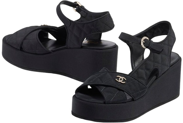 (Women) Chanel Satin Black 'Logo Fashion Sandals' G39918-X05912-94305 Lookbook (Women) Chanel Satin Black 'Logo Fashion Sandals' G39918-X05912-94305