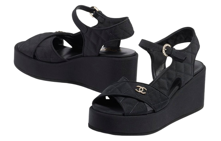 Lookbook (W) Sandales Chanel Satin Noir ''Logo Mode''. G39918-X05912-94305