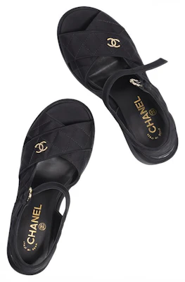(W) Sandales Chanel Satin Noir ''Logo Mode''. G39918-X05912-94305 Shop (W) Sandales Chanel Satin Noir ''Logo Mode''. G39918-X05912-94305