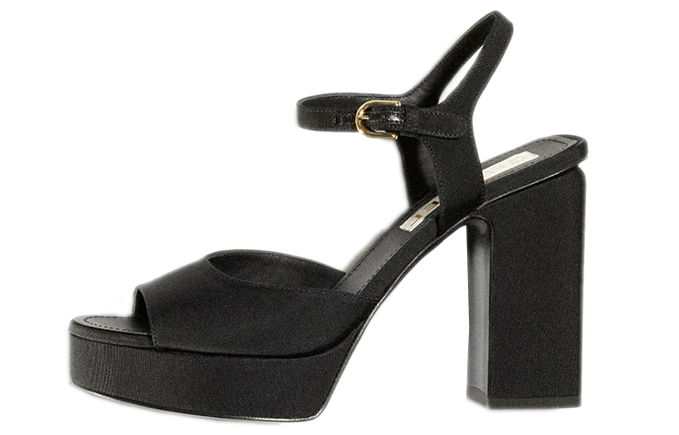 (W) Chanel Satin Fashion High Heeled Sandals 'Black'