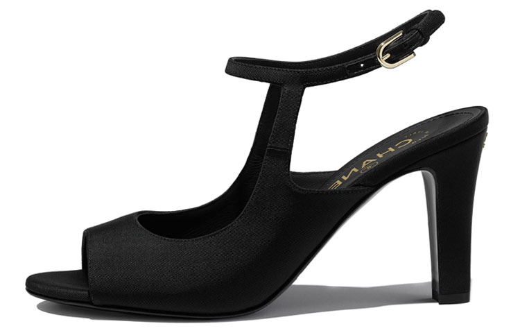 (Women) Chanel Satin High-Heel Fashion Slide 'Black' G37391-X05912-94305