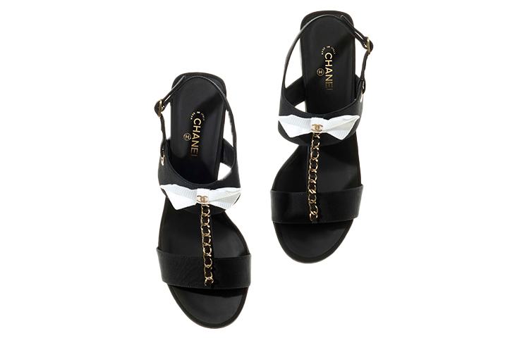 (W) Chanel Satin High Heeled Sandal 'Black' 圖 4