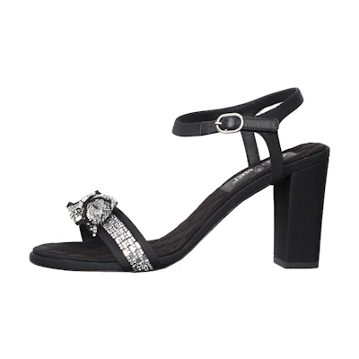 (W) Chanel Satin High Heeled Sandals 'Black'