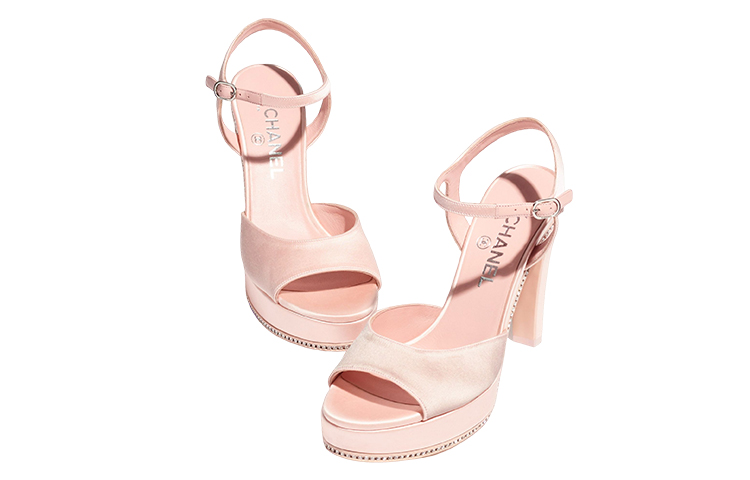(W) Chanel Satin Rhinestone Buckle Slide 'Light Pink' 圖 3