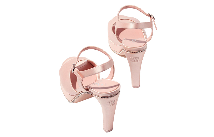 (W) Chanel Satin Rhinestone Buckle Slide 'Light Pink' 圖 4