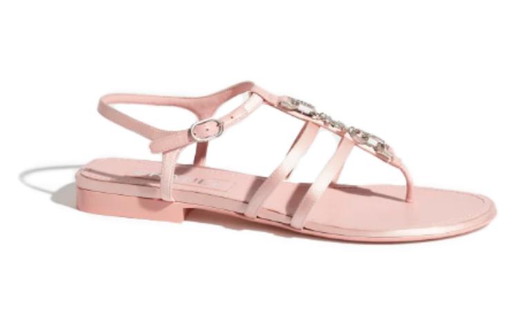 (W) Chanel Satin Rhinestone Slide 'Light Pink' 圖 2