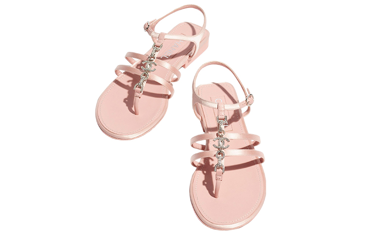 (W) Chanel Satin Rhinestone Slide 'Light Pink' 圖 3