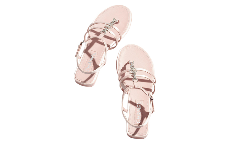 (W) Chanel Satin Rhinestone Slide 'Light Pink' 圖 4