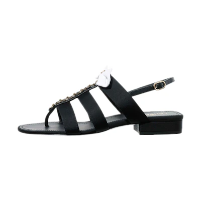 (W) Chanel Satin Sandal 'Black'