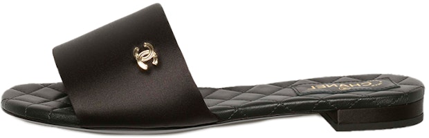 (Women) Chanel Satin Slide 'Black Quilted' G38858-X56474-94305 (Women) Chanel Satin Slide 'Black Quilted' G38858-X56474-94305