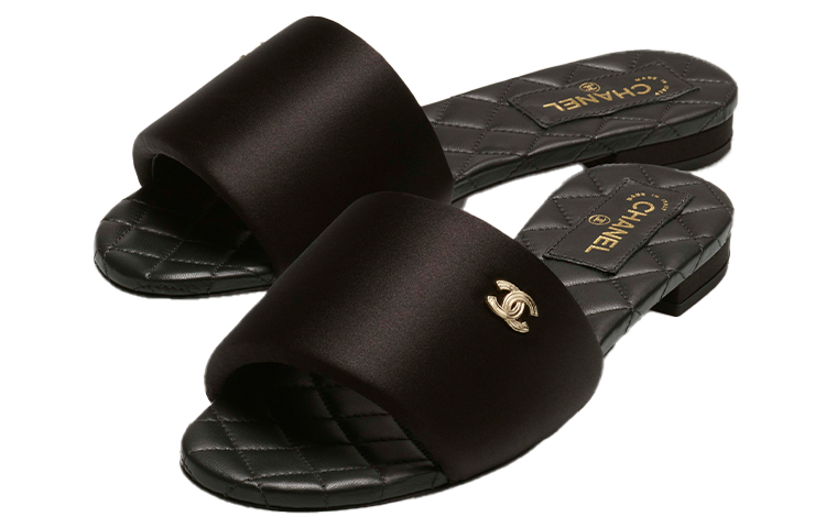 Order (W) Chanel Satin Slide 'Hitam Quilted' G38858-X56474-94305