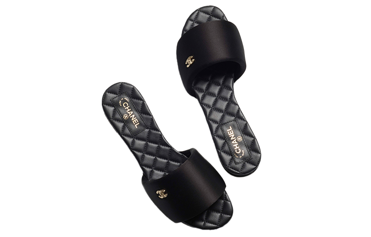 Lookbook (W) Chanel Satin Slide 'Hitam Quilted' G38858-X56474-94305