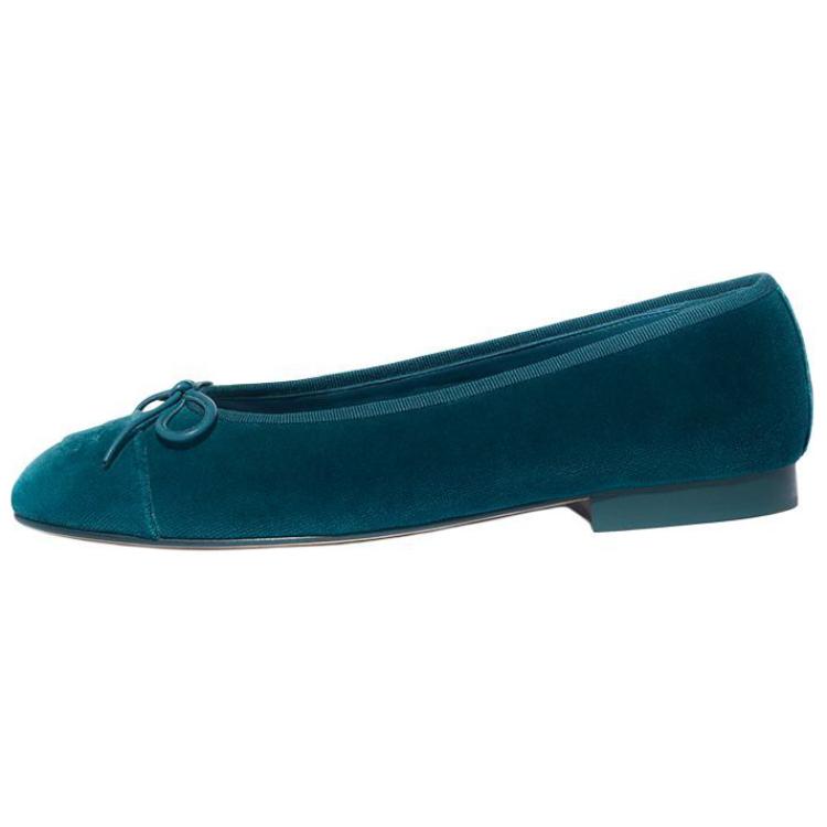 (W) Chanel Seasonal 'Blue Velvet Flats'