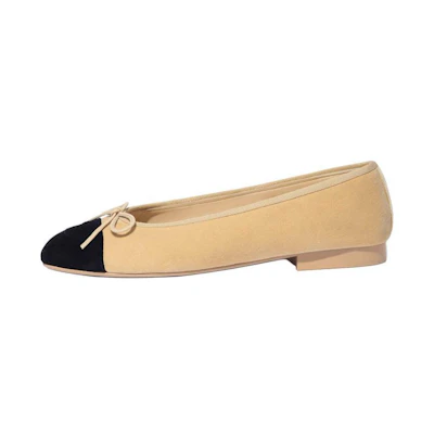 (W) Chanel Seasonal Flat 'Beige Black'