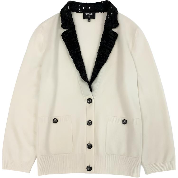 (Women) CHANEL Sequin Decor Knit Sweater Women’s White P74171-K10644-NM146