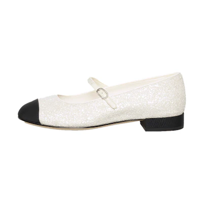(W) Chanel Sequined and Satin Flat 'Black and White'