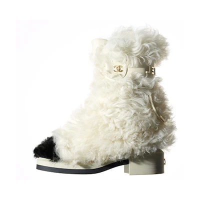 (W) Chanel Shearling-Lined Mid-Calf Boots 'White'