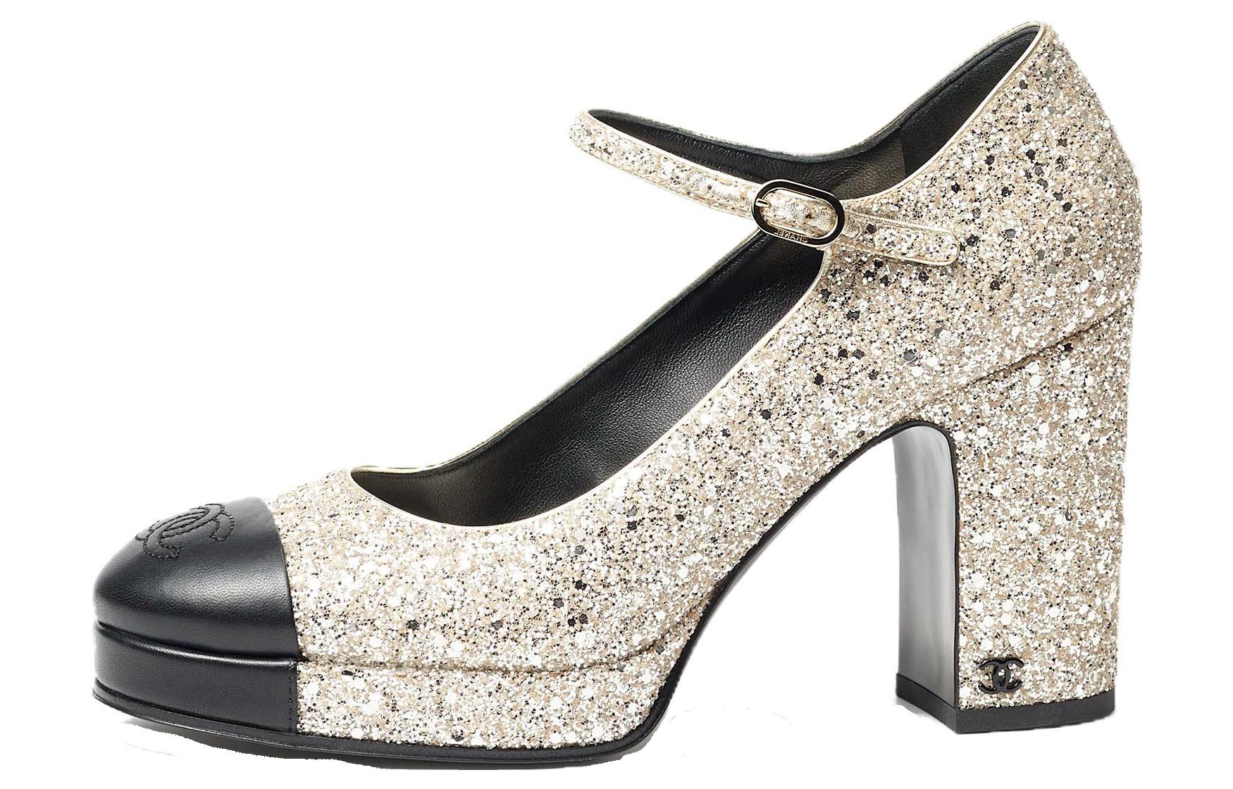 (Women) Chanel Sheepskin Round Toe Block Heel High Heels 'Black' G45118-B14016-NR275