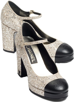 (Women) Chanel Sheepskin Round Toe Block Heel High Heels 'Black' G45118-B14016-NR275 Lookbook (Women) Chanel Sheepskin Round Toe Block Heel High Heels 'Black' G45118-B14016-NR275