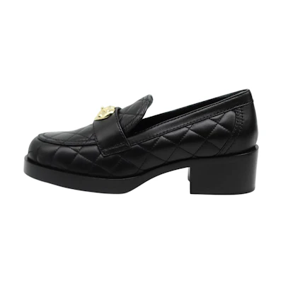 (W) Chanel Sheepskin Slip-On Chunky Heel 'Black'