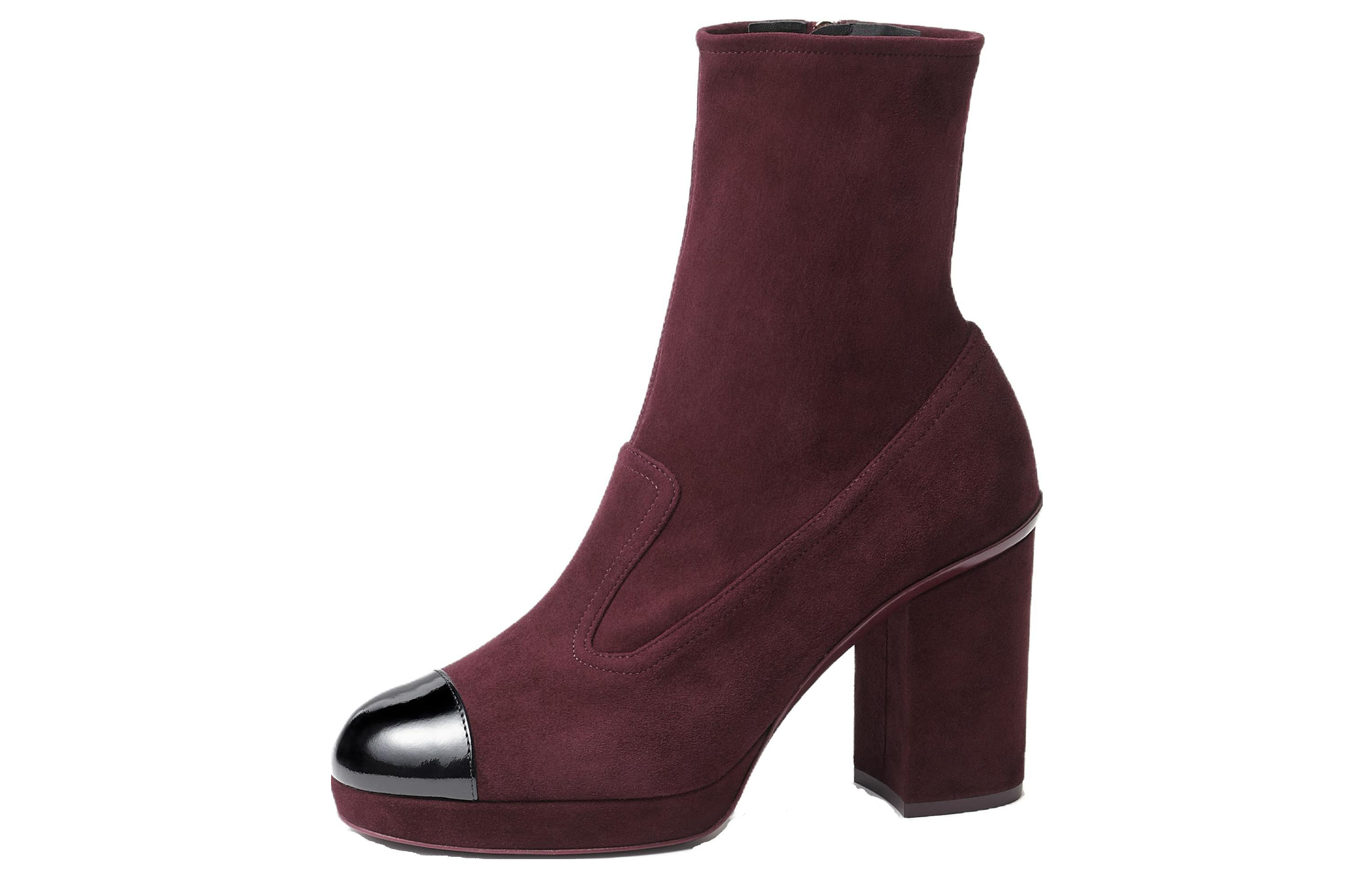 (W) Chanel Short Boots 'Burgundy Patent Leather'