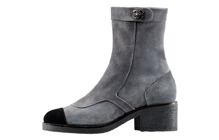(W) Chanel Short Boots 'Dark Grey Suede'
