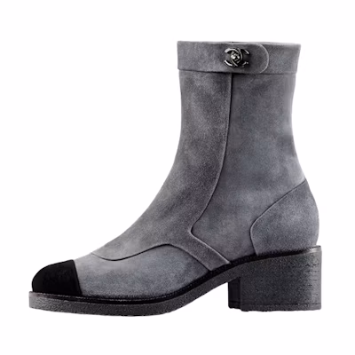 (W) Chanel Short Boots 'Dark Grey Suede'