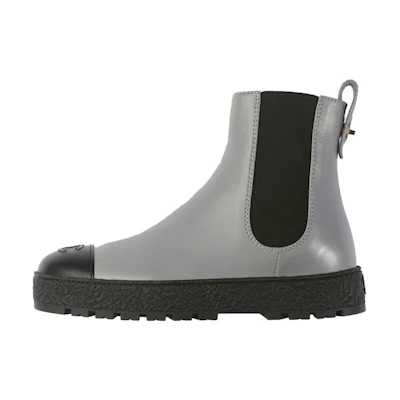 (W) Chanel Short Boots 'Sleek Calfskin Grey Black'