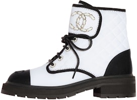 (Women) Chanel Short Lace-Up Boots 'Black and White' G38273-Y55674-K3646 (Women) Chanel Short Lace-Up Boots 'Black and White' G38273-Y55674-K3646
