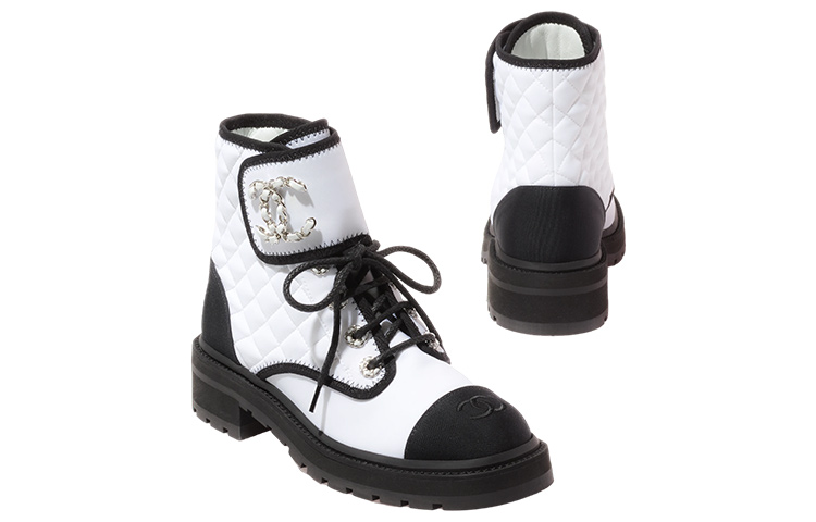 Order (W) Botas Cortas con Cordones Chanel 'Blanco y Negro' G38273-Y55674-K3646