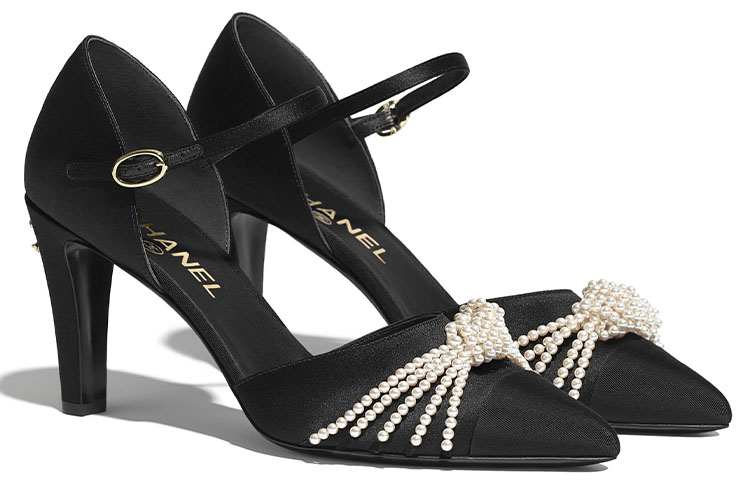 (W) Chanel Silk and Satin High Heel 'Black Lace-Up' 圖 2