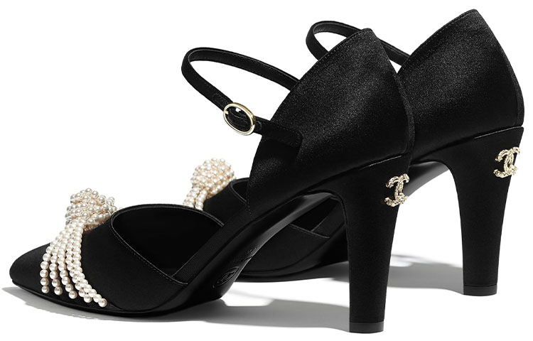 (W) Chanel Silk and Satin High Heel 'Black Lace-Up' 圖 3