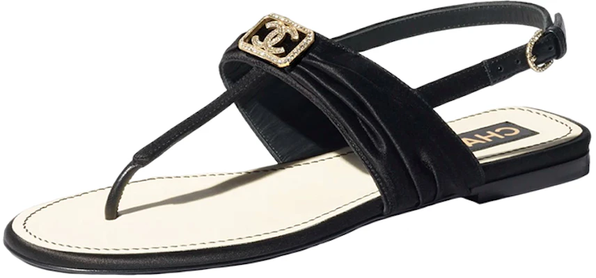 (W) Chanel Seiden-Satin Sandalen ''Schwarze Strassverzierungen'' G39667-X56808-94305 Buy (W) Chanel Seiden-Satin Sandalen ''Schwarze Strassverzierungen'' G39667-X56808-94305