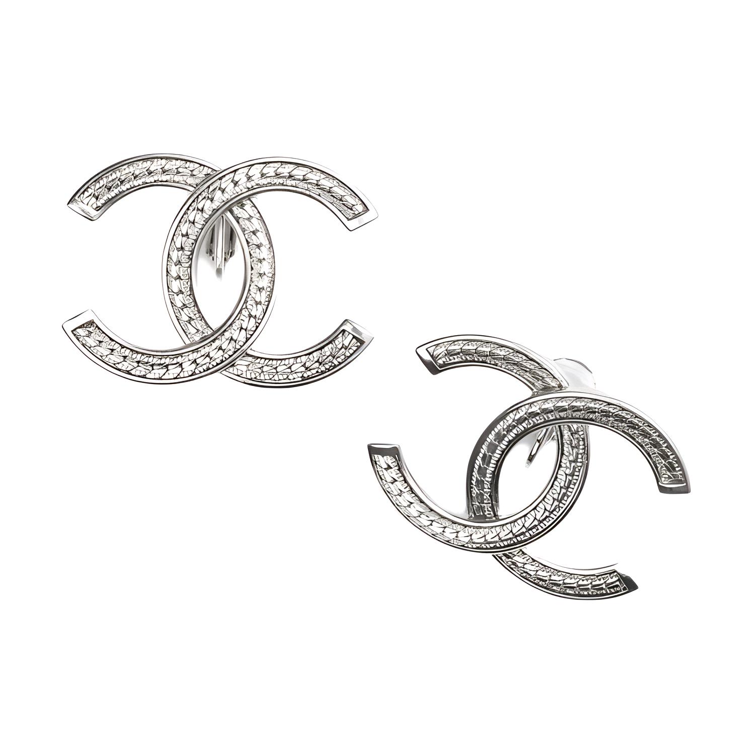 (Women) CHANEL Silver Double C Logo Stud Earrings for Women ABE250-B18058-NZS81