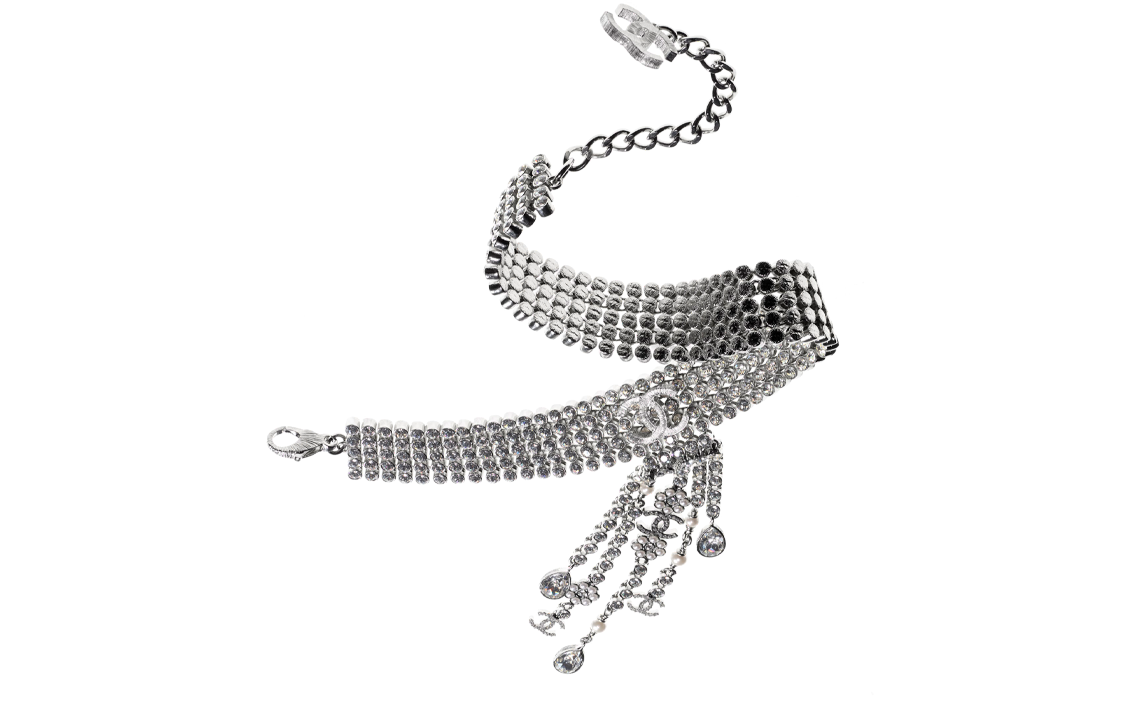 (Women) CHANEL Silver Metal Crystal Pearl Necklace for Women with Glass Rhinestones. AB7105-B06755-NF457 圖 3