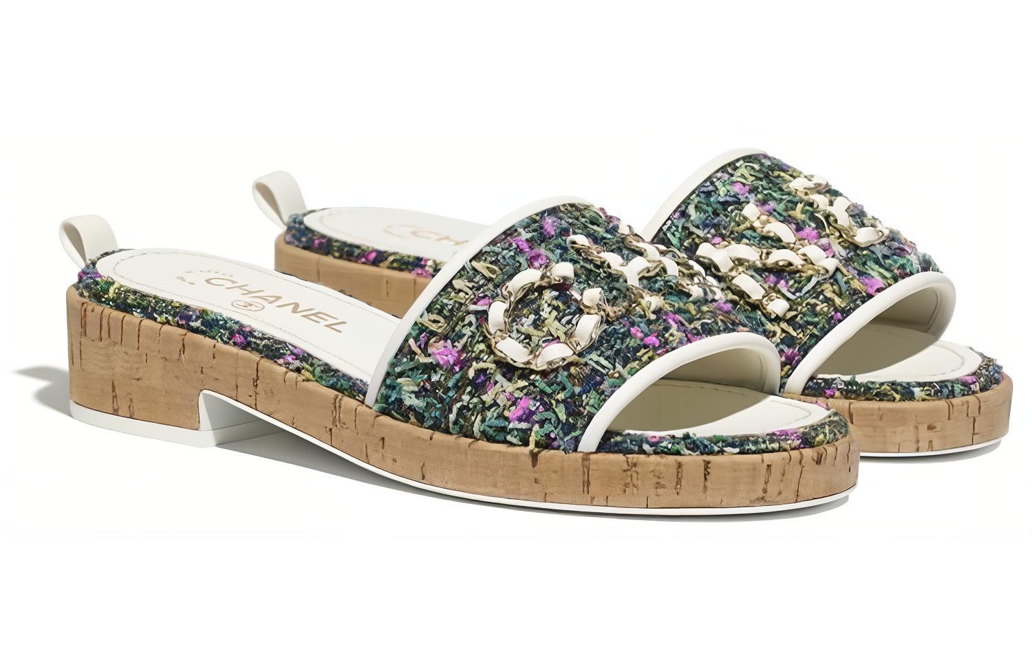 (W) Chanel Slide 'Green Casual Twill' 圖 3