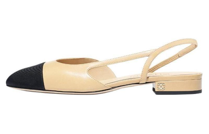 (Women) Chanel Slingback Flats Beige Goatskin G31319-Y50006-C8378