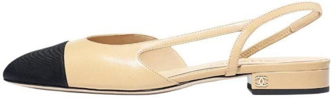 (Women) Chanel Slingback Flats Beige Goatskin G31319-Y50006-C8378 (Women) Chanel Slingback Flats Beige Goatskin G31319-Y50006-C8378