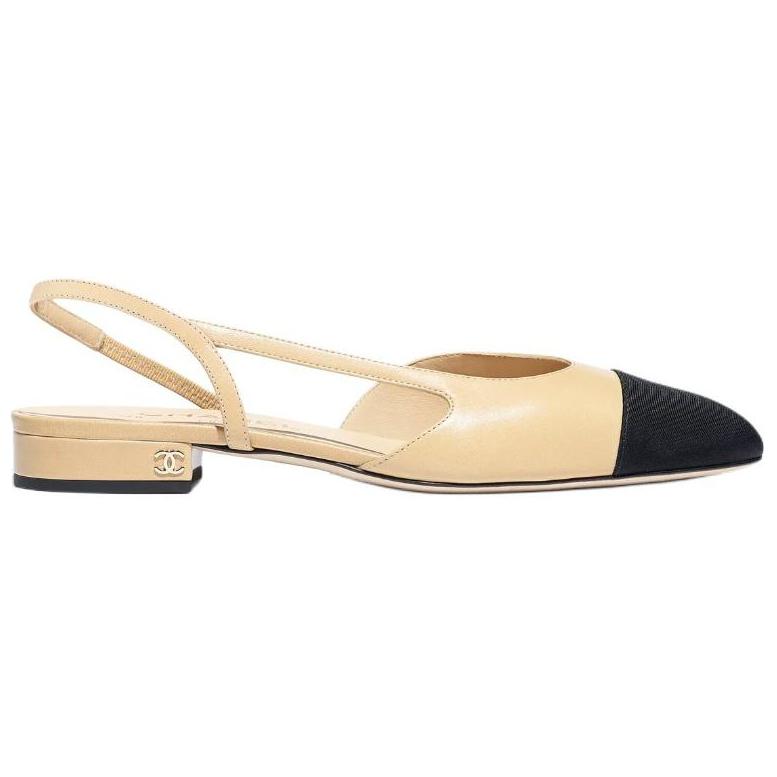 Order (W) Chanel Slingback Flats Beige Kulit Kambing G31319-Y50006-C8378