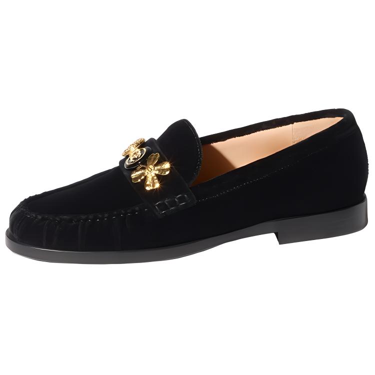 (W) Chanel Slip-On Flat 'Velvet CC Logo - Black'