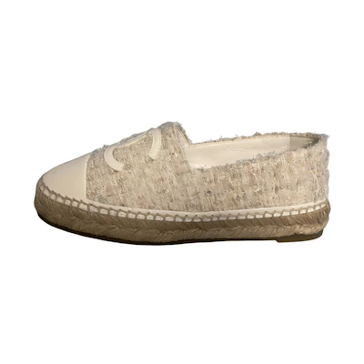 (W) Chanel Slip-On Round Toe Flats 'White'