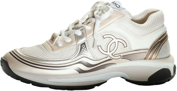 CHANEL香奈兒 皮革 銀角大王 低筒 運動休閒鞋 女款 白銀色 Buy CHANEL香奈兒 皮革 銀角大王 低筒 運動休閒鞋 女款 白銀色