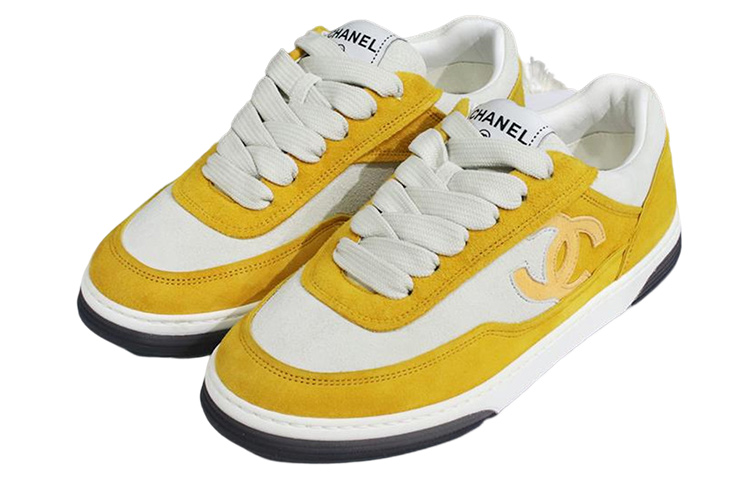 (W) Chanel Sneaker Low-Top Lace-Up 'Yellow White' 圖 5