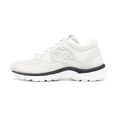 (W) Chanel Sneaker Low 'Light Grey Leather Fabric Logo'