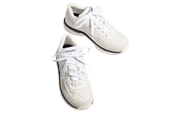 Buy (Women) Chanel Sneaker Low 'Light Grey Leather Fabric Logo