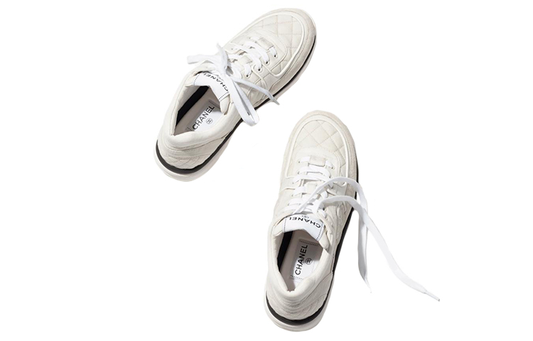 (W) Chanel Sneaker Low 'Light Grey Leather Fabric Logo' 圖 4