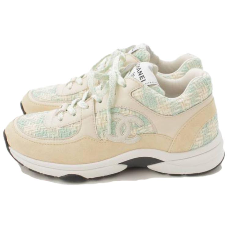 (Women) Chanel Sneaker Low 'Logo Lace-Up - Beige Blue' G38299-Y56627-K6021